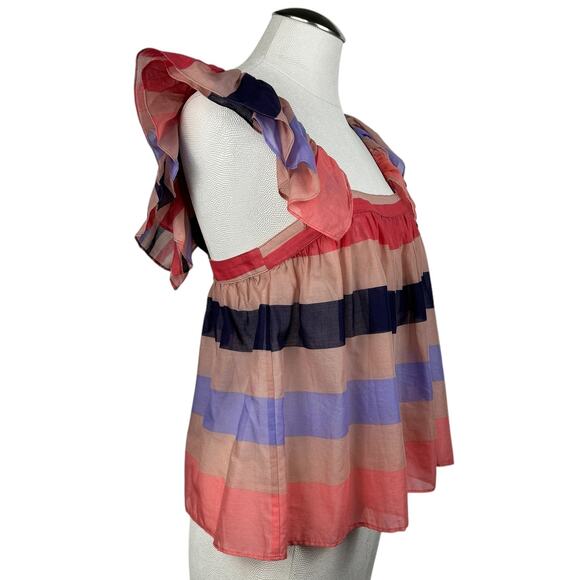 Women's‎ Katharine Kidd Juno Stripe Sheer Blouse Lightweight Feminine Top Small - Picture 2 of 7